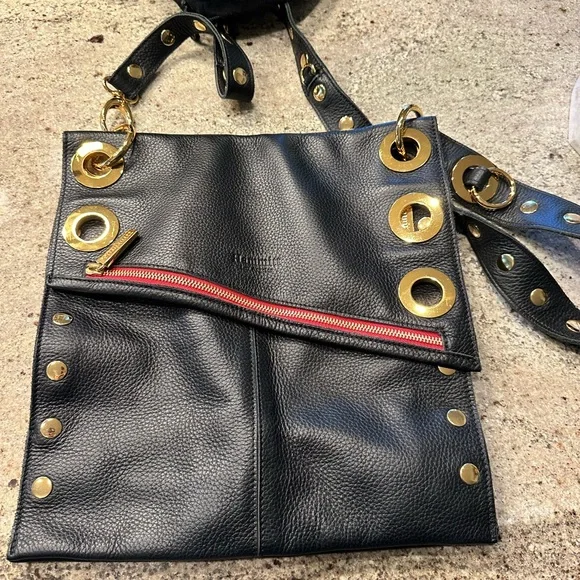 Hammitt Black Leather Bag with Gold and Red Details - Picture 4 of 4